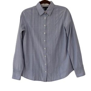 Tommy Hilfiger Women’s Size 6 Blue Pintucked‎ Button Down Shirt Blouse Cotton